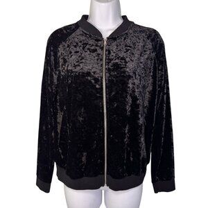 Paper + Tee Black Crushed Velvet Jacker Coat Goth Punk Emo Grunge Witchy Metal L